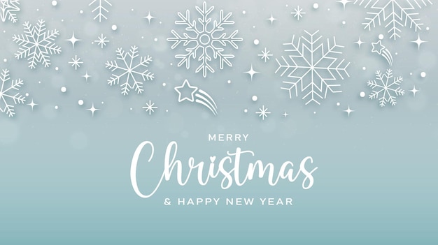 Feliz Navidad y Feliz Año Nuevo Tarjeta de felicitación con copos de nieve