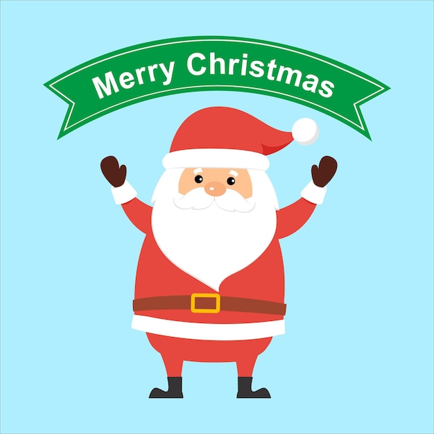 Feliz Navidad y feliz año nuevo tarjeta de felicitación con lindo personaje de dibujos animados de Santa Claus Holiday