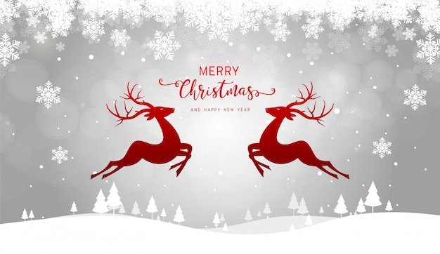 Feliz Navidad y feliz año nuevo tarjeta de felicitación, renos