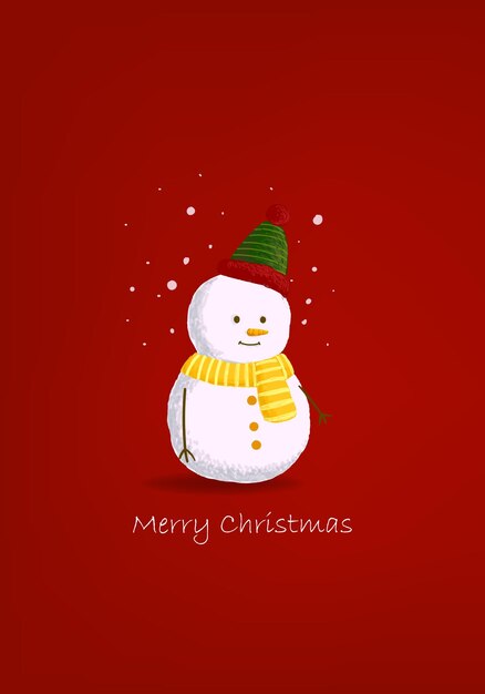 Feliz Navidad y feliz año nuevo tarjeta de felicitación con sowman diseño vectorial de personajes de dibujos animados