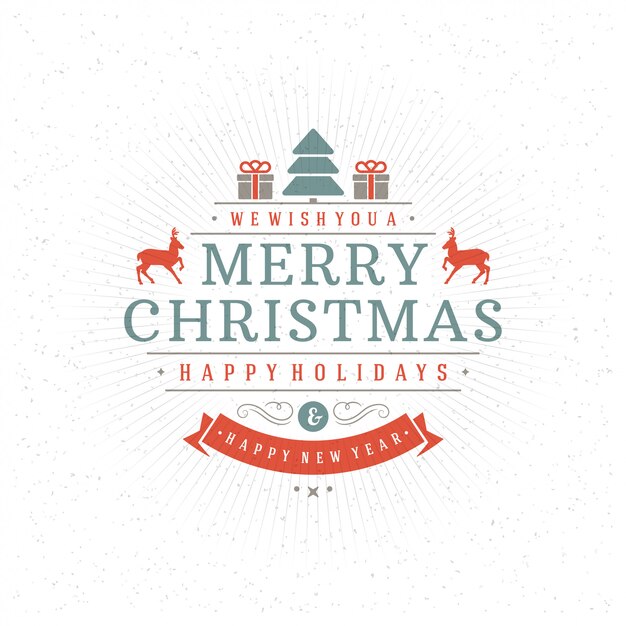 Feliz navidad y feliz año nuevo tarjeta de felicitación de texto