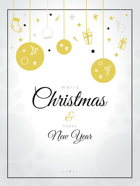 Vector feliz navidad y feliz año nuevo tarjeta de invitación sobre fondo blanco.