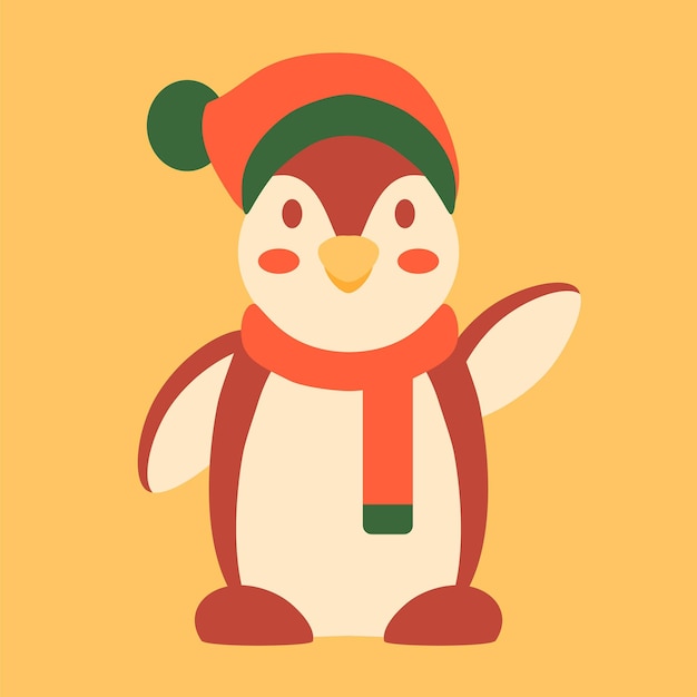 Feliz Navidad y Feliz Año Nuevo tarjeta con pingüino