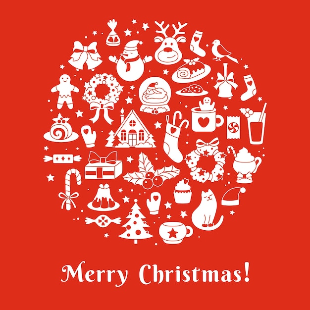 Feliz Navidad, feliz año nuevo, tarjeta postal, ilustraciones de Navidad, cartel gráfico, cartel de fiesta, vector.