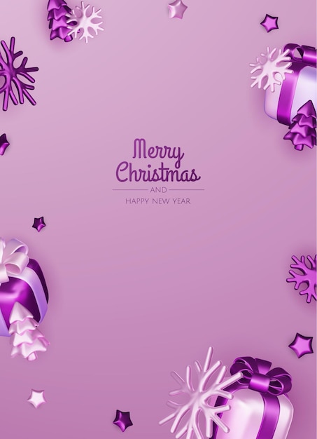 Feliz Navidad y feliz año nuevo telón de fondo árbol de Navidad cajas de regalos bolas de Navidad Navidad