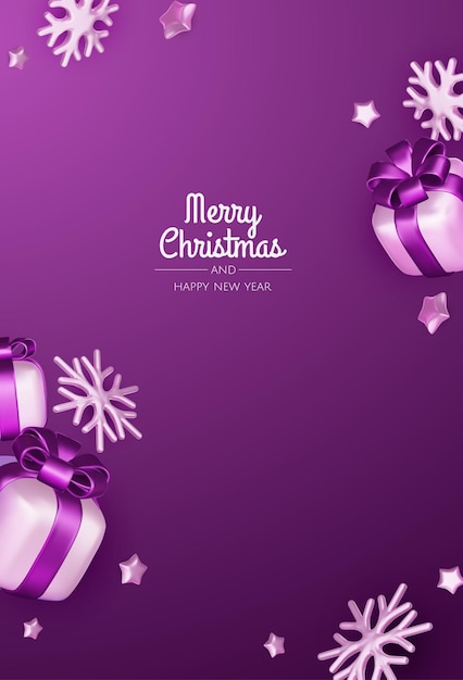 Feliz Navidad y feliz año nuevo telón de fondo árbol de Navidad cajas de regalos bolas de Navidad Navidad