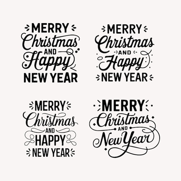 Feliz Navidad y Feliz Año Nuevo tipografía diseño e ilustración de camisetas
