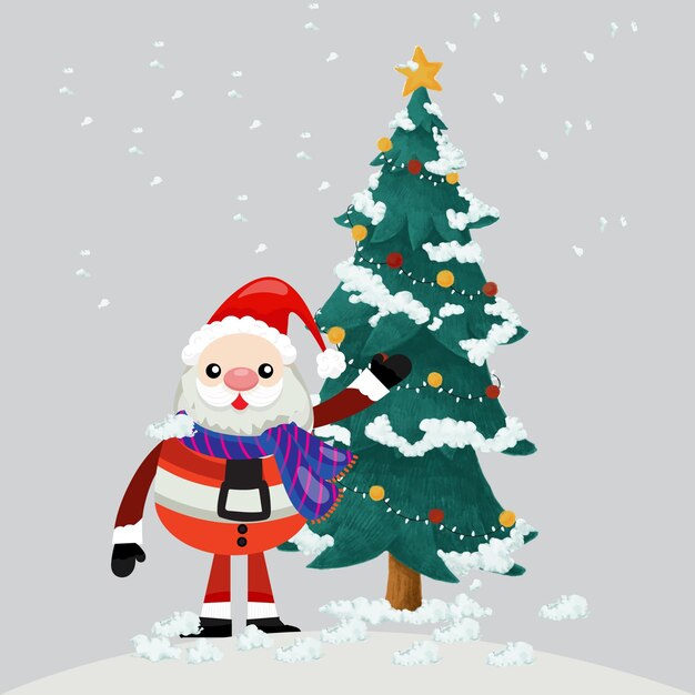 Feliz navidad y feliz año nuevo vector de árbol libre