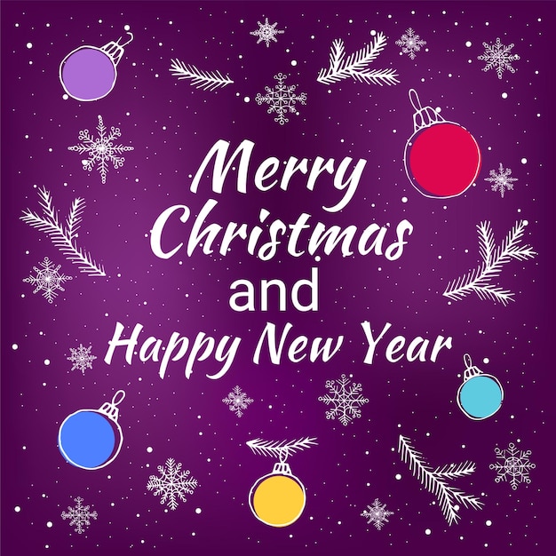 Feliz Navidad y Feliz Año Nuevo Velvet Violet Tarjeta de Navidad con nieve