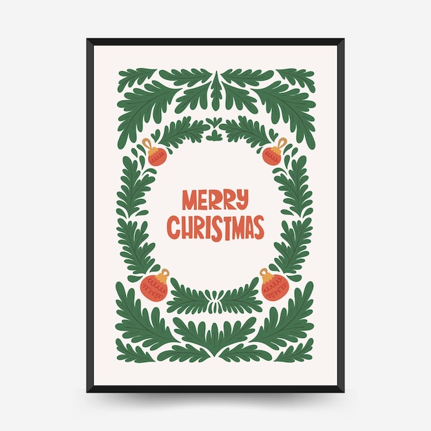 Feliz Navidad y Feliz Año Nuevo volante vertical o plantilla de póster moderno de moda Matisse mínimo