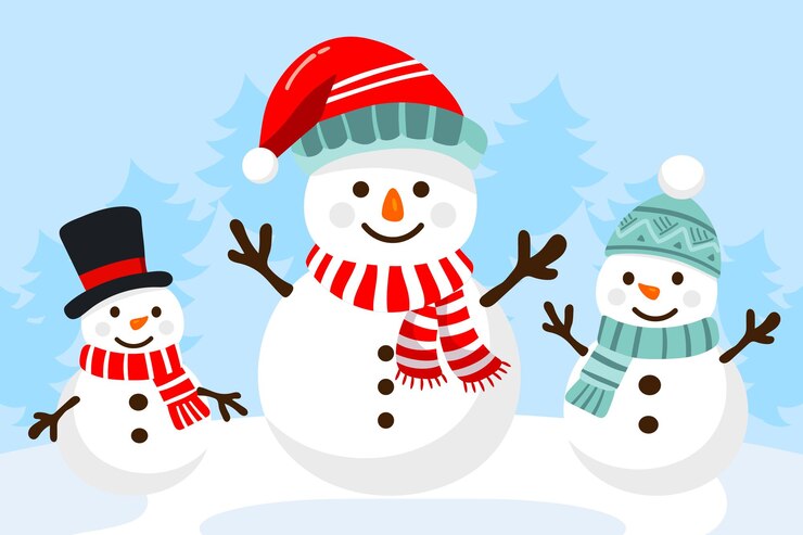 Feliz Navidad con feliz muñeco de nieve en invierno