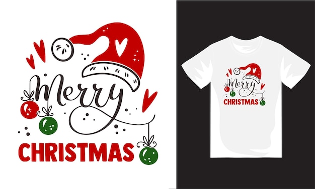 Vector feliz navidad y fiestas dibujadas a mano con letras vectoriales diseño de camisetas