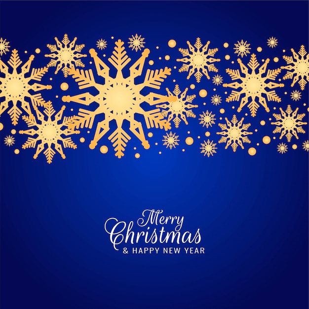 Feliz navidad fondo azul con copos de nieve