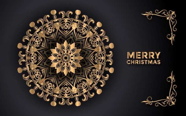 Feliz navidad y fondo con diseño abstracto mandala ornamental Vector Premium