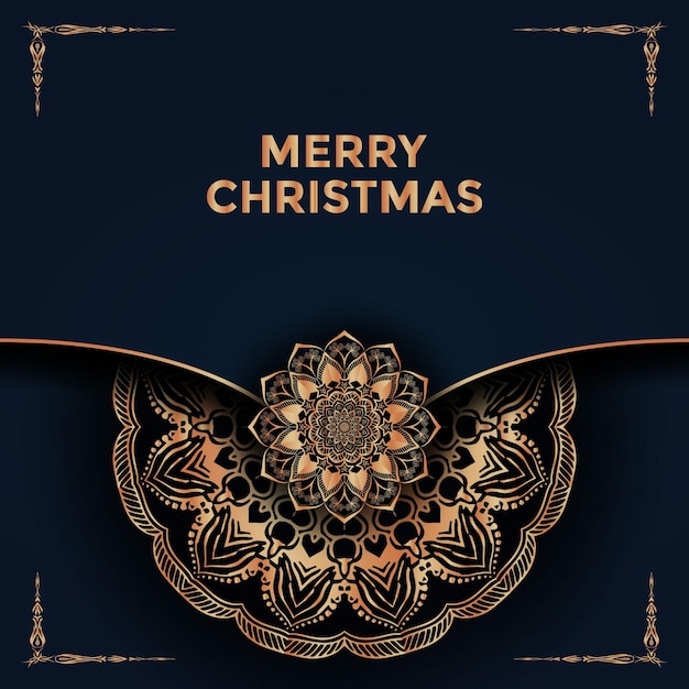 Feliz navidad y fondo con diseño de mandala ornamental vector premium