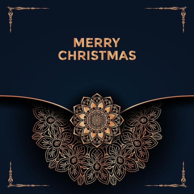 Feliz navidad y fondo con diseño de mandala ornamental vector premium