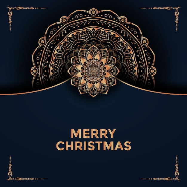 Feliz navidad y fondo con diseño de mandala ornamental vector premium