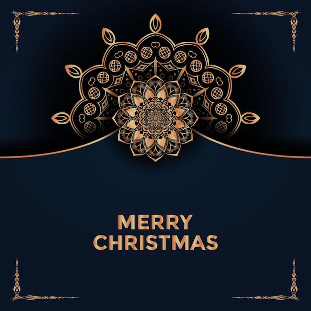 Feliz navidad y fondo con diseño de mandala ornamental vector premium