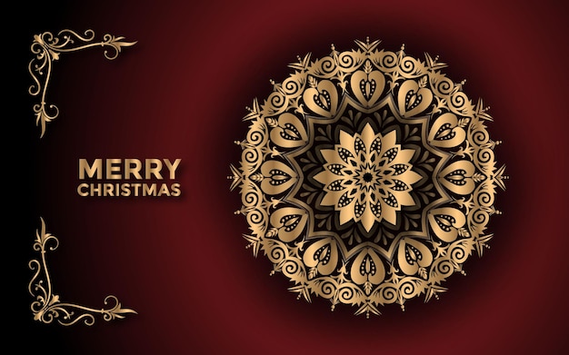 Feliz navidad y fondo con diseño ornamental de mandala arabesco Vector Premium