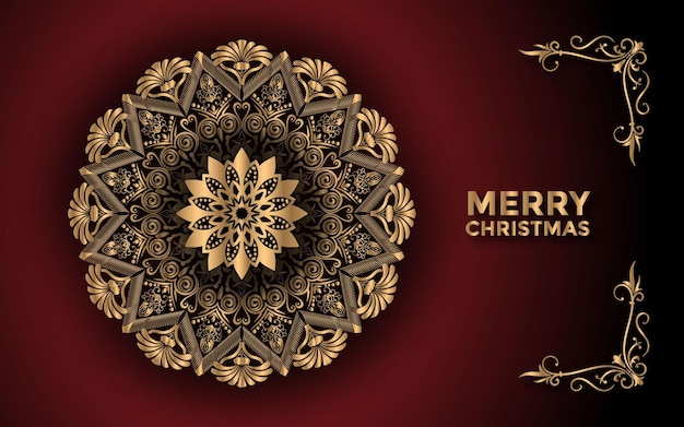 Feliz navidad y fondo con diseño ornamental de mandala arabesco Vector Premium