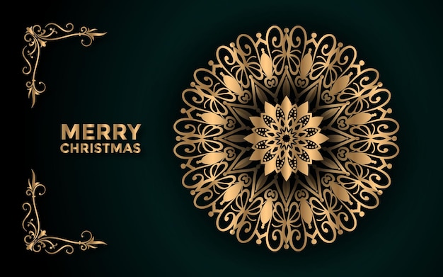 Feliz navidad y fondo con diseño ornamental mandala arabesco Vector Premium