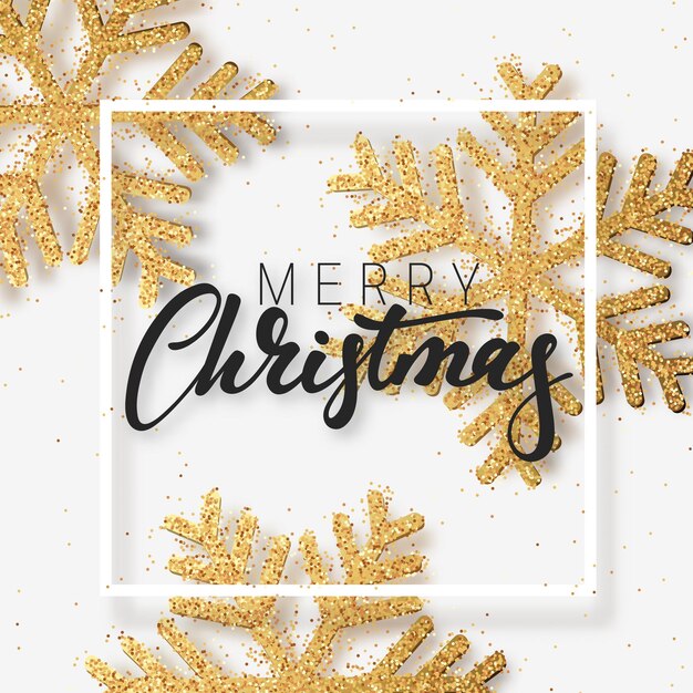 Feliz Navidad y el fondo festivo de Año Nuevo con copos de nieve brillantes y brillantes. ilustración vectorial