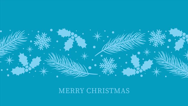 Feliz Navidad fondo patrón de Navidad con ramas de acebo y copos de nieve ilustración vectorial