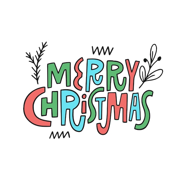 Feliz Navidad frase escrita a mano con letras de estilo tipográfico