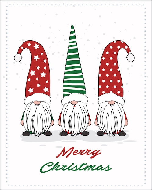 Feliz Navidad de los gnomos para tarjeta o postal.
