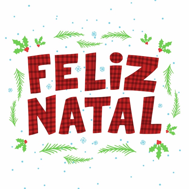 Vector feliz navidad green branch en portugués