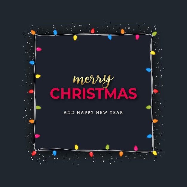 Feliz Navidad grettings hechos de marco de bombillas de luces