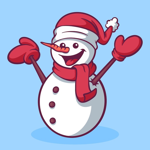 Feliz Navidad hombre de nieve dibujado a mano