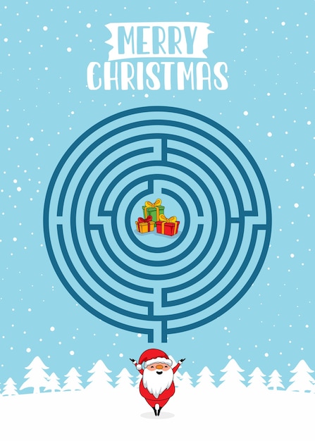 Vector feliz navidad juegos de laberinto circle labyrinth quiz