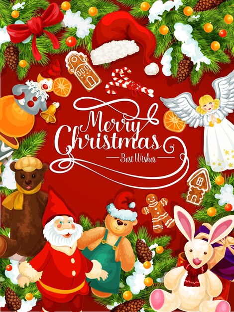 feliz navidad, juguetes, y, regalos, vector