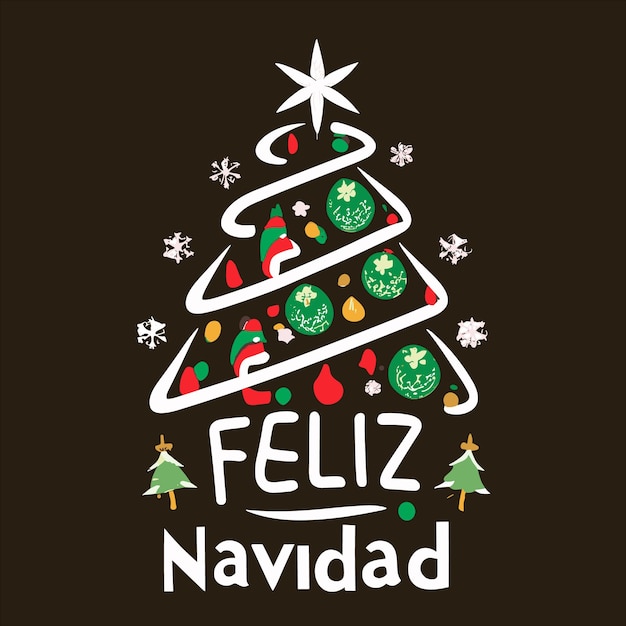 Vector feliz navidad letras árbol de navidad vector de invierno diseño para camisetas carteles tarjetas de felicitación