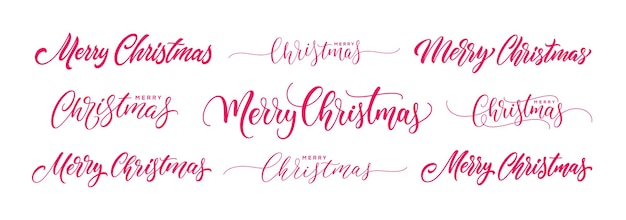 Feliz navidad letras dibujadas a mano caligrafía de script de navidad conjunto de letras dibujadas para navidad navidad vacaciones diseño caligrafía vector ilustración