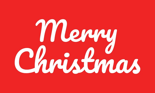 Feliz Navidad con letras a mano en fondo rojo