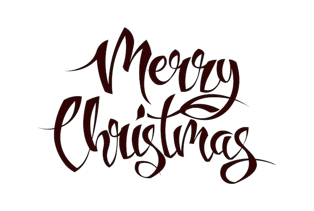 Feliz Navidad letras manuscritas Plantilla de diseño de tarjeta de letras caligráficas Elemento de vector de ilustración de vacaciones