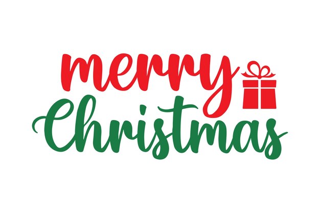 Feliz Navidad letras manuscritas texto rojo y verde aislado sobre fondo blanco.