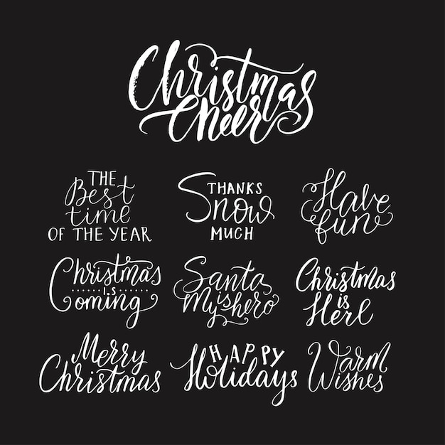 Feliz navidad letras tipografía diseño de texto de escritura a mano