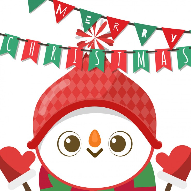 Vector feliz navidad, muñeco de nieve en traje de santa claus.