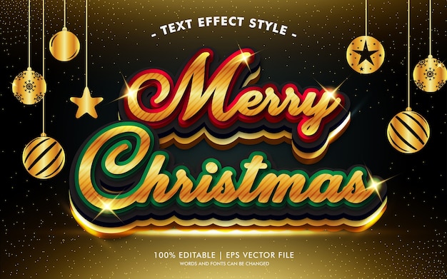 Vector feliz navidad oro brillo efectos de texto estilo