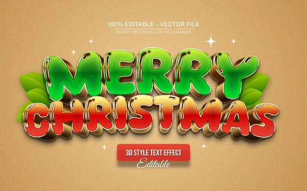Feliz Navidad oro efecto de texto 3D editable