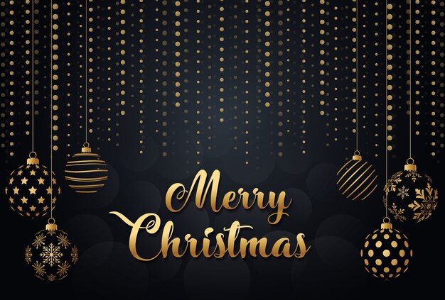 Feliz Navidad oro y negro, bolas de navidad