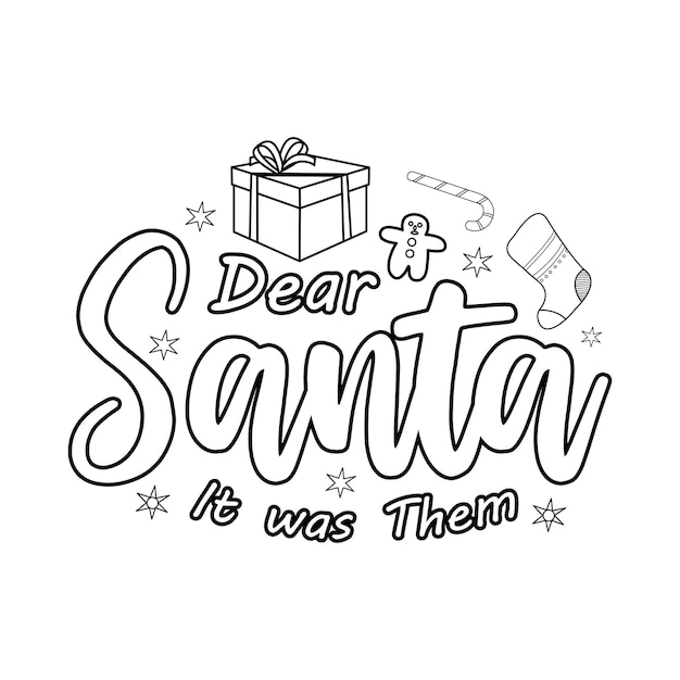 Feliz Navidad Página para colorear Diseño de página para colorear de arte lineal de Navidad para niños