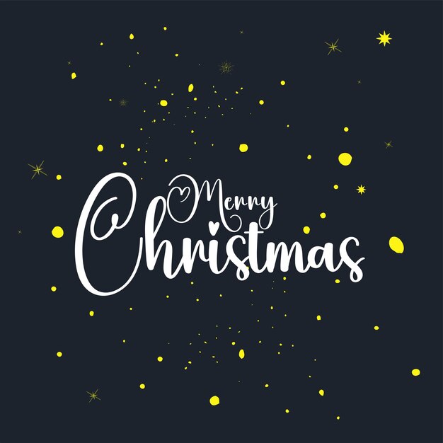 Feliz Navidad póster tipográfico único dibujado a mano sobre fondo azul oscuro para papel pintado de tarjetas