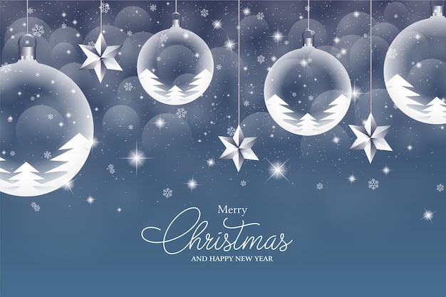 Feliz navidad y próspero año nuevo banner nevadas fondo azul