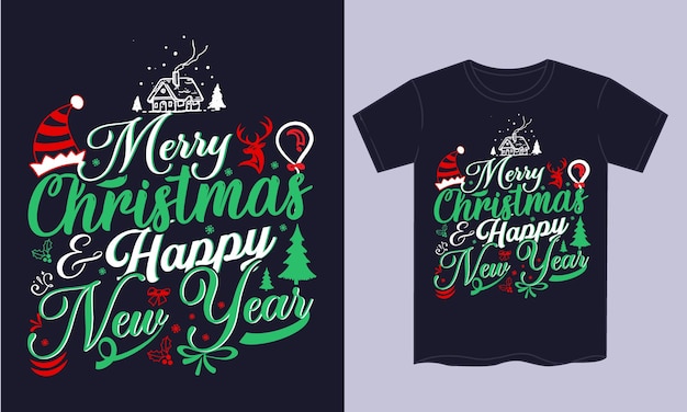 feliz navidad y próspero año nuevo diseño de camiseta