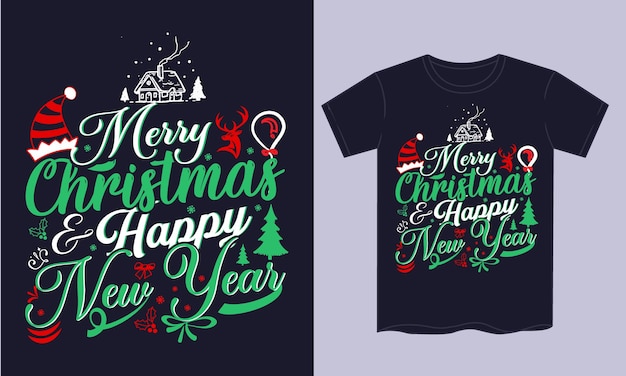 Feliz navidad y próspero año nuevo diseño de camiseta