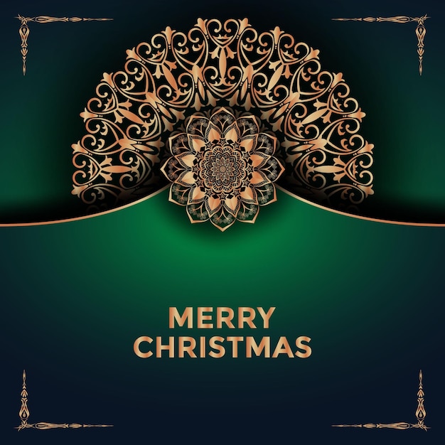Feliz navidad y próspero año nuevo diseño de fondo mandala vector premium